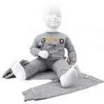 Ensemble bébé 3 pièces gris avec sweat "Good things are coming"