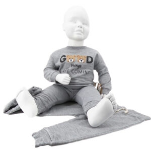 Ensemble bébé 3 pièces gris avec sweat "Good things are coming"