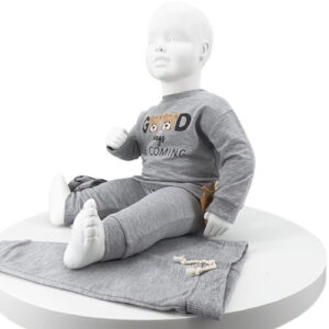 Ensemble bébé 3 pièces gris avec sweat "Good things are coming"