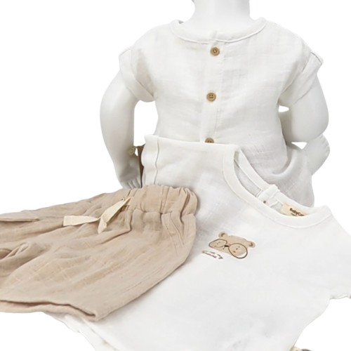 Ensemble bébé été coton bio – t-shirt et short légers