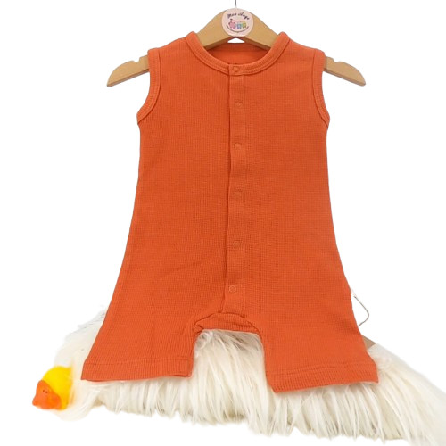 Barboteuse bébé sans manches en coton bio cannelle – été