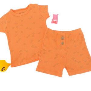 ensemble été bébé coton bio orange