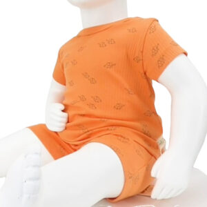 Ensemble Été Orange – T-shirt & Short Bébé en Coton Bio 3-24 mois