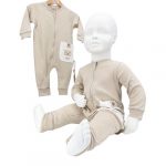 Pyjama bébé beige à pois en coton biologique