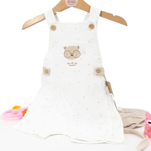 Salopette été bébé coton bio avec bonnet assorti