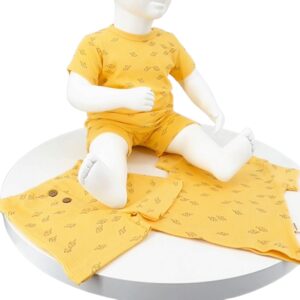 ensemble bébé été coton bio citron, t-shirt et short jaunes 3 à 24 mois