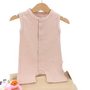 barboteuse bébé sans manches coton bio dirty pink 3 à 24 mois
