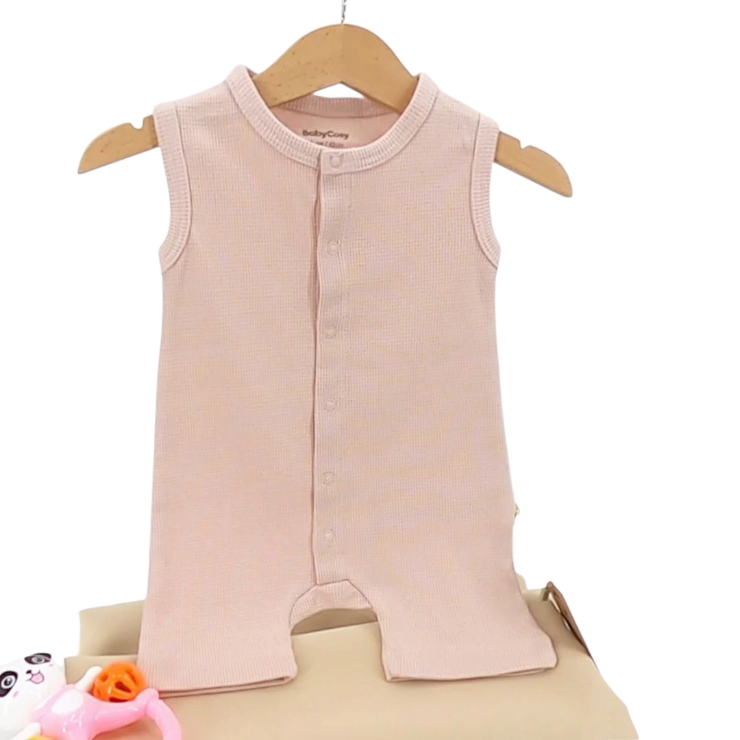 barboteuse bébé sans manches coton bio dirty pink 3 à 24 mois