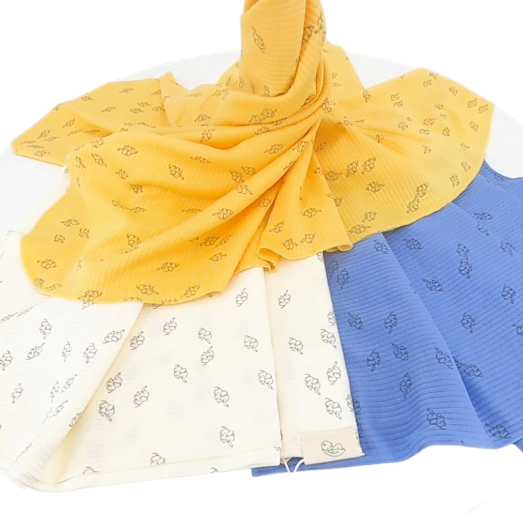 couverture bébé coton bio 85x85 Brise Douce, lavande, jaune, écru