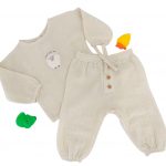 Ensemble bébé en coton bio couleur écru pour l’été, deux pièces avec boutons