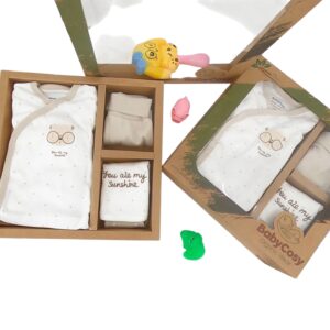 Mon Petit Ange -coffret bébé 5 pièces coton bio, mixte, motif ourson