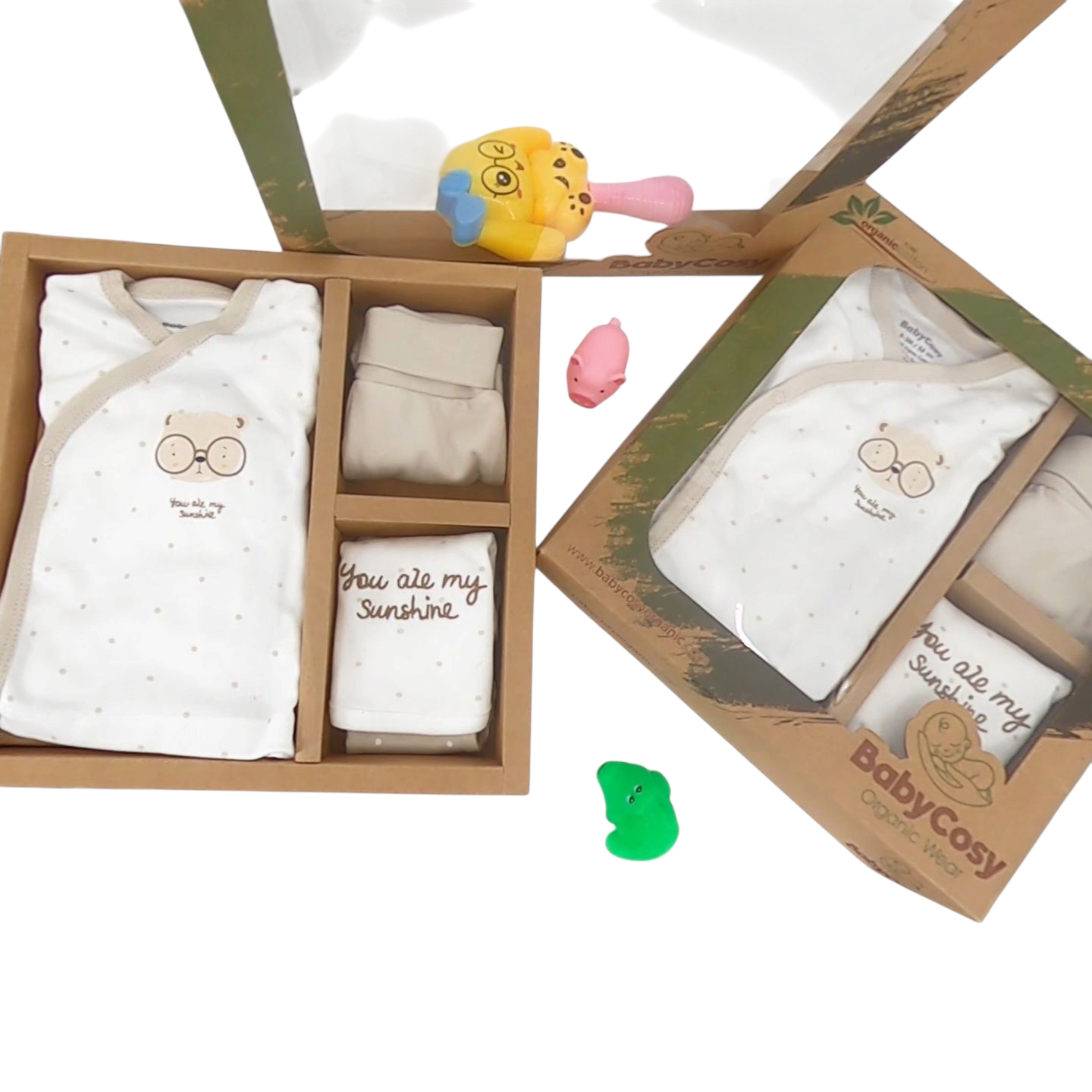 Mon Petit Ange -coffret bébé 5 pièces coton bio, mixte, motif ourson